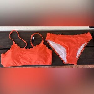 Orange Scalloped Bikini Set - Two Piece Swimwear